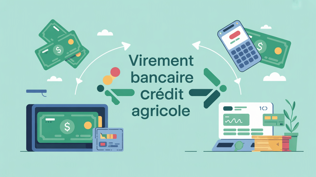 credit agricole virement bancaire transfert numérique illustration moderne