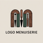 Logo pour menuiserie avec bois et outils stylisés