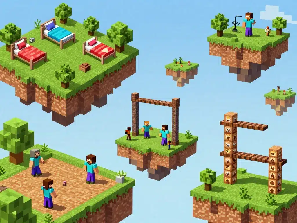 panorama mini jeux serveur minecraft scènes populaires