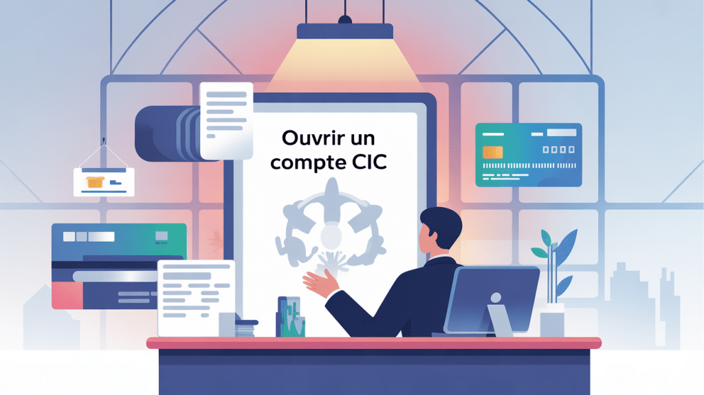 ouvrir un compte au cic illustration stylisée banque