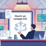 ouvrir un compte au cic illustration stylisée banque