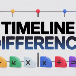 timeline difference illustration stylisée sur frise chronologique
