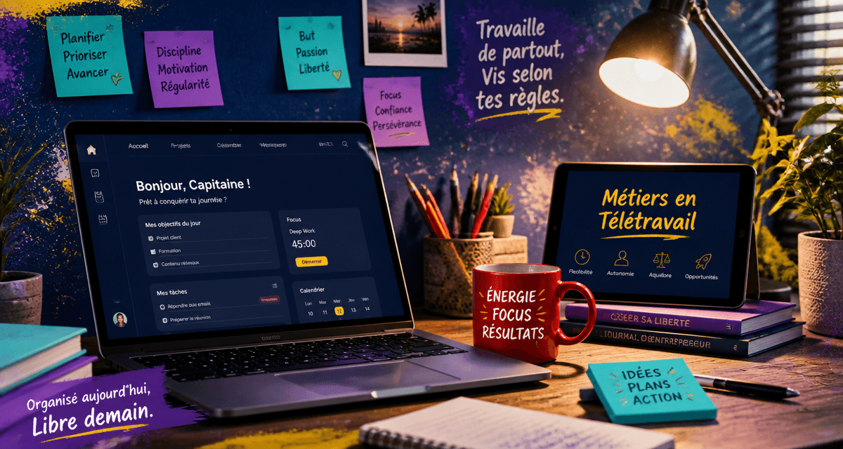 espace bureau métier en télétravail moderne