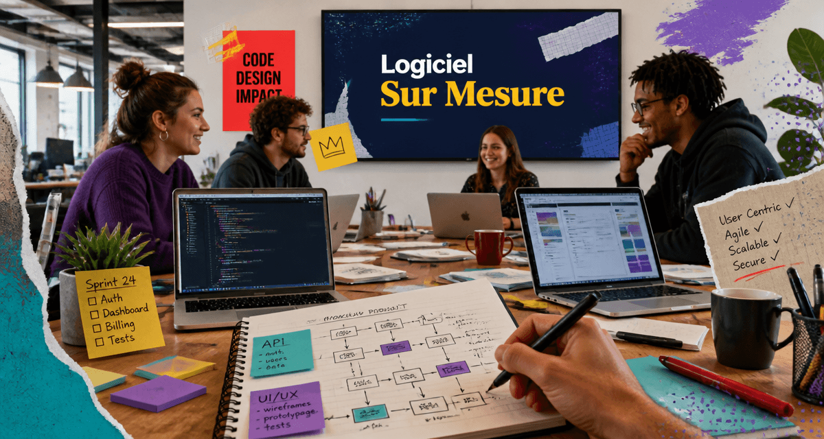 Agence développement logiciel métier sur mesure équipe brainstorming