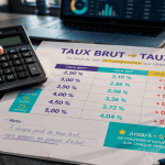 convertir taux brut en net épargne calcul dossier