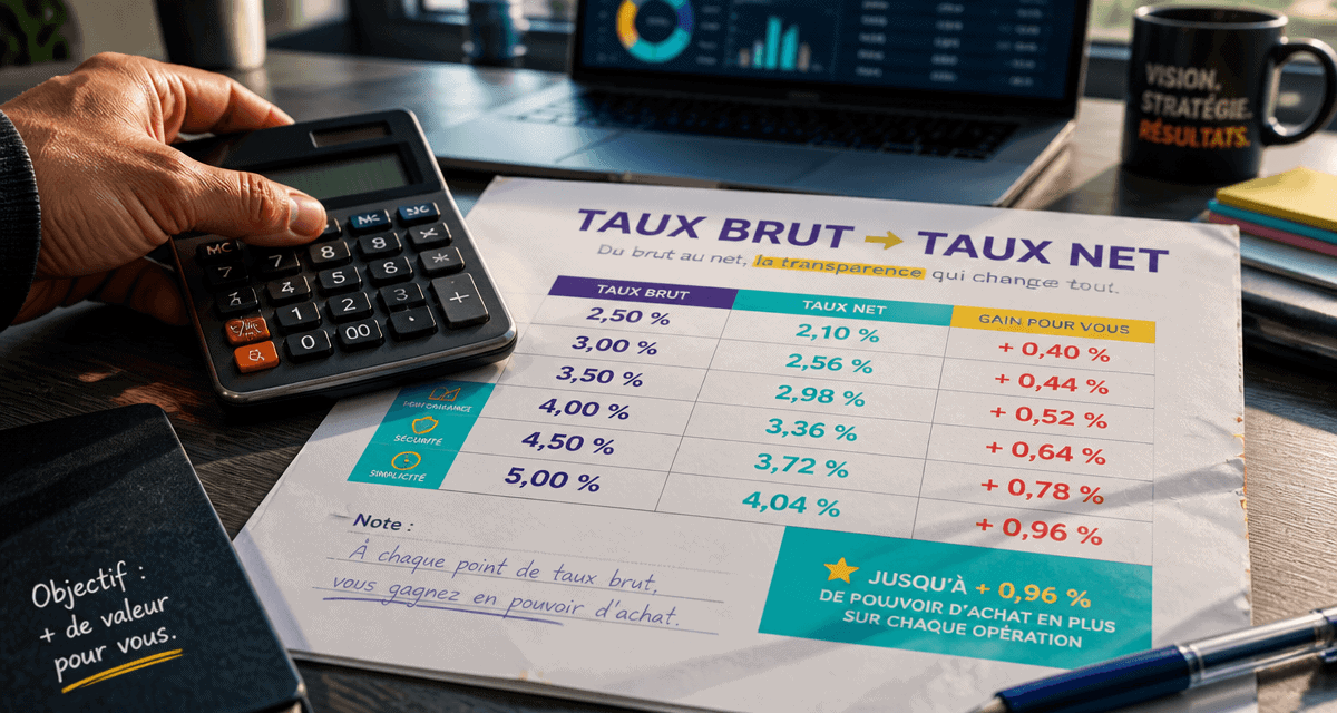 convertir taux brut en net épargne calcul dossier