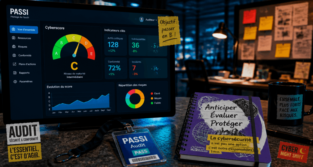 Cyberscore affiché sur écran dans un open space