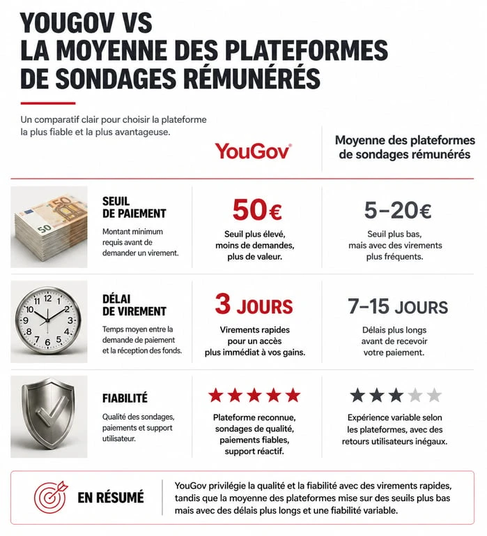 Comparatif des sondages rémunérés YouGov et moyenne du marché
