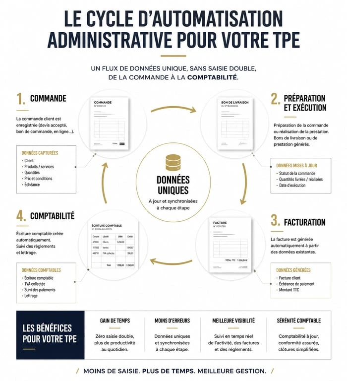 Infographie sur l'automatisation de la gestion administrative pour auto-entrepreneur et TPE