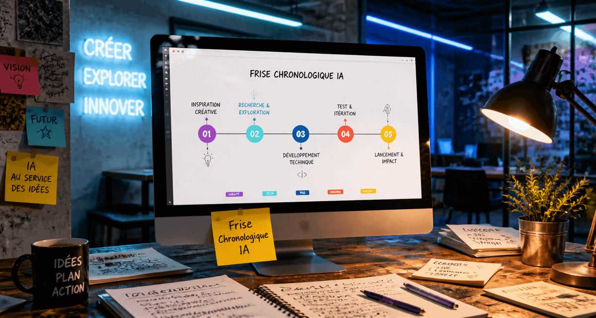 frise chronologique IA sur écran ordinateur