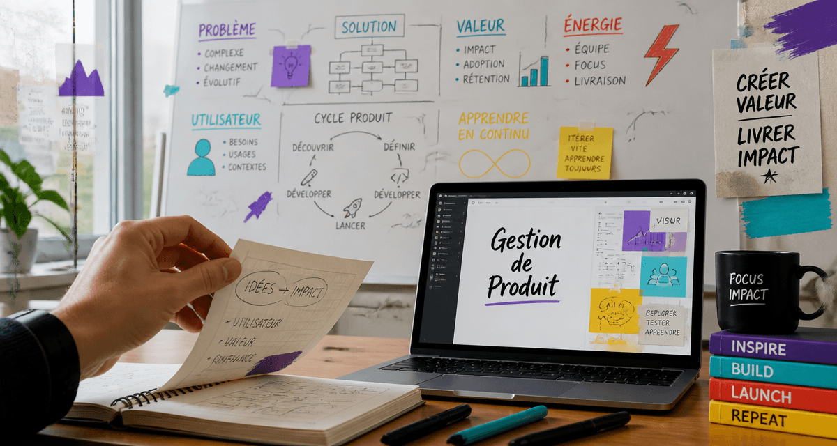 gestion produit tableau blanc carnet laptop