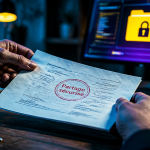 partage de fichier en ligne sécurisé mains document cachet