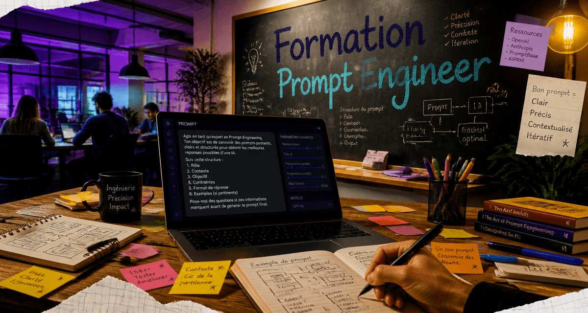 prompt engineer formation table carnet ordinateur