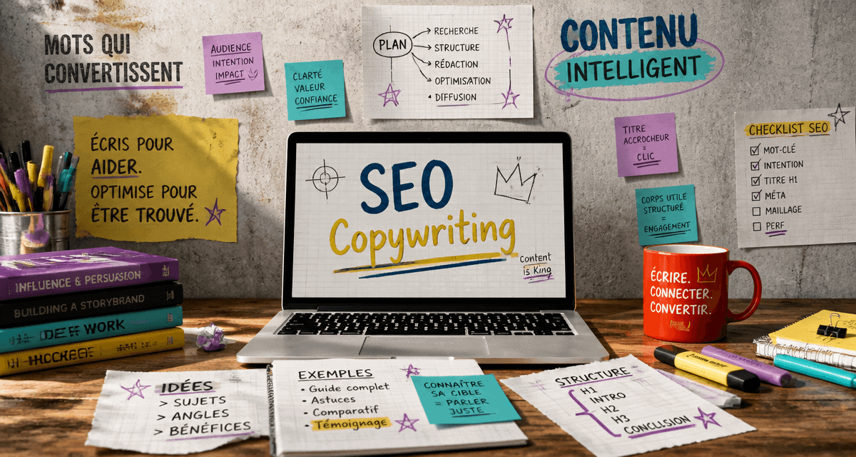 seo copywriting laptop bureau créatif