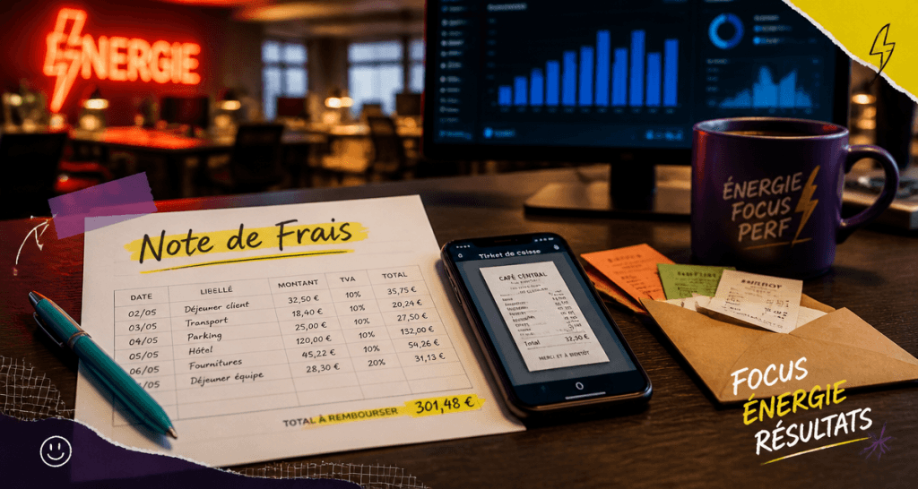 tableau note de frais sur bureau moderne