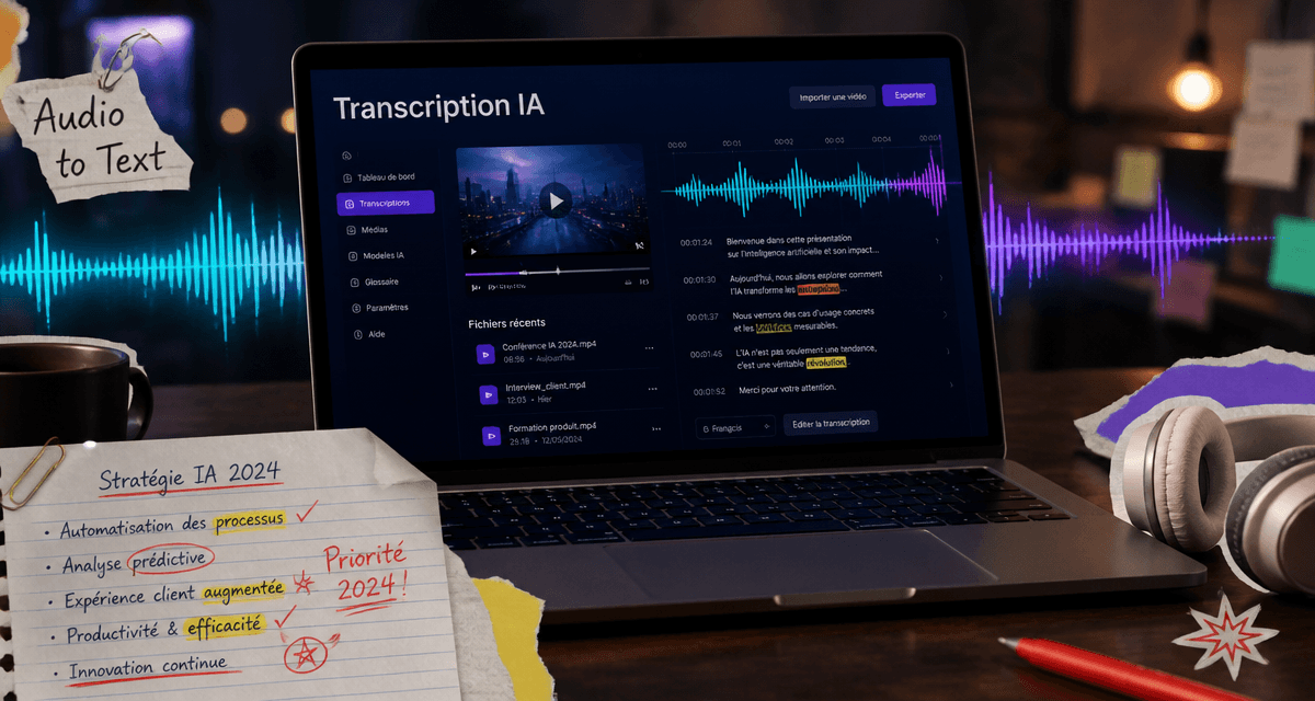 Transcription video to text interface sur ordinateur