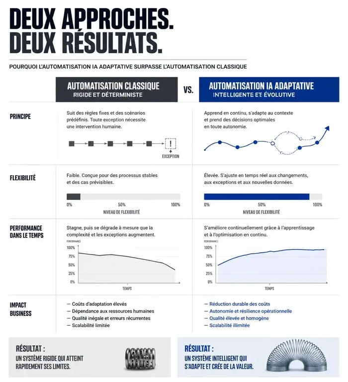 Comparatif entre automatisation classique et automatisation IA pour l'optimisation des processus métiers