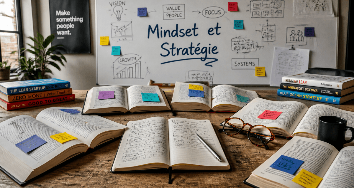Livres d'entrepreneuriat ouverts sur une table