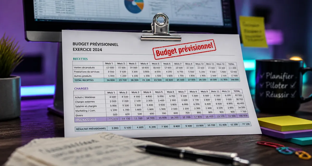 Exemple budget prévisionnel : tableau recettes charges pour piloter la rentabilité