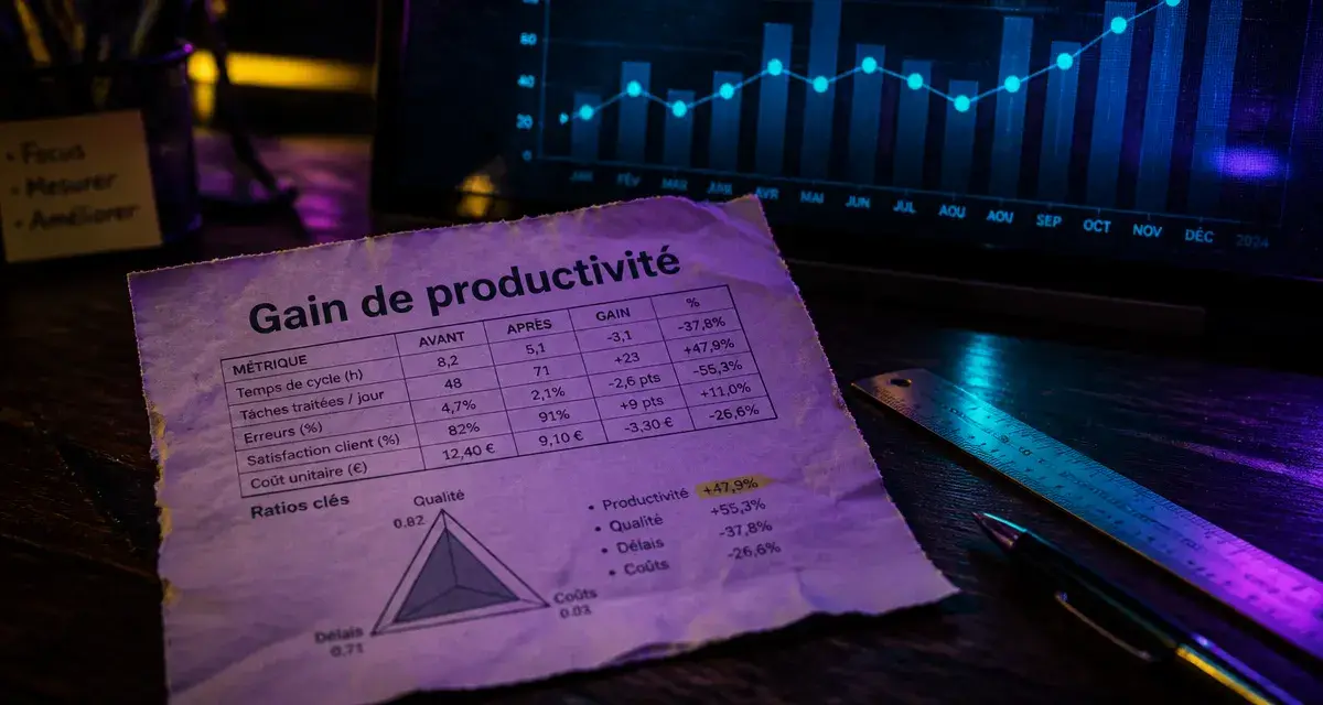 Gain de productivité def : tableau et graphiques de calcul