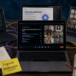 logiciel webinaire laptops visioconférence table