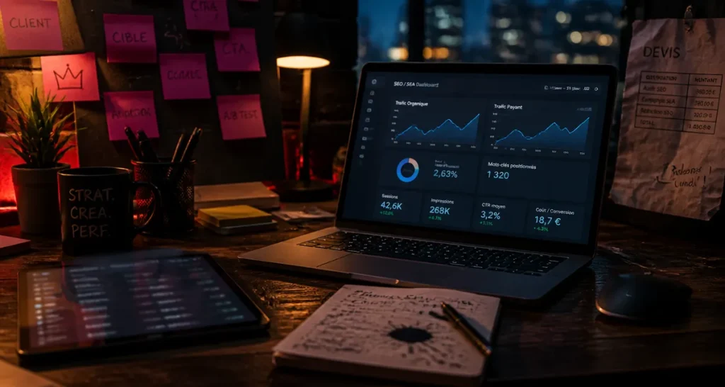 Webmarketing freelance : bureau et dashboard SEO/SEA pour booster la rentabilité