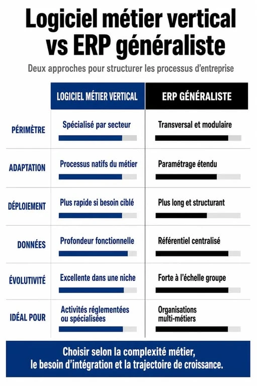 Comparatif entre logiciel métier et ERP généraliste pour la gestion d'entreprise