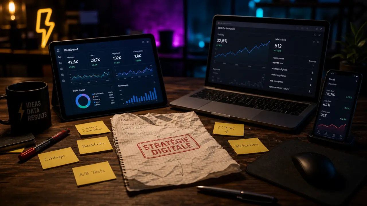 Formation webmarketing CPF : bureau avec SEO analytics