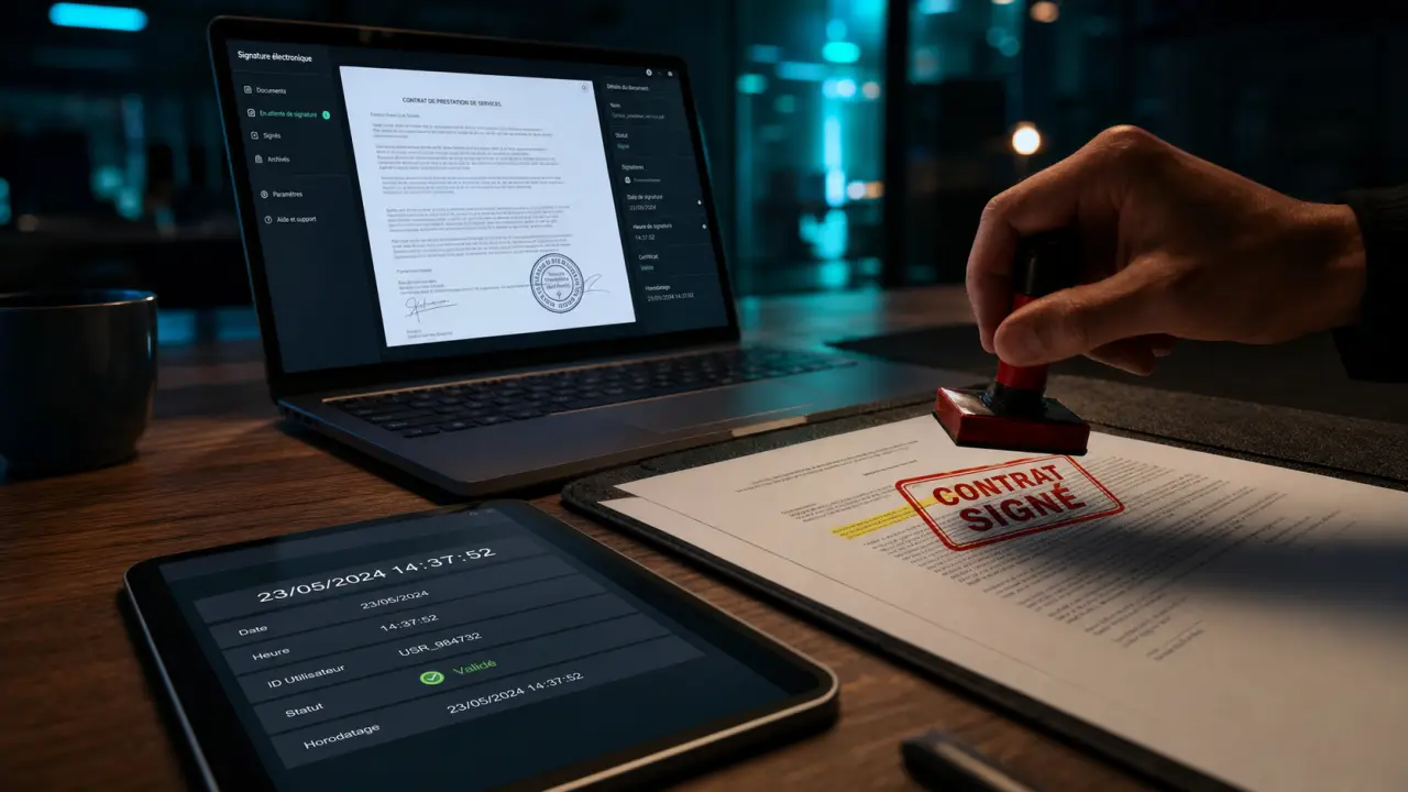 Signature électronique contrat de travail eIDAS avec horodatage et identification