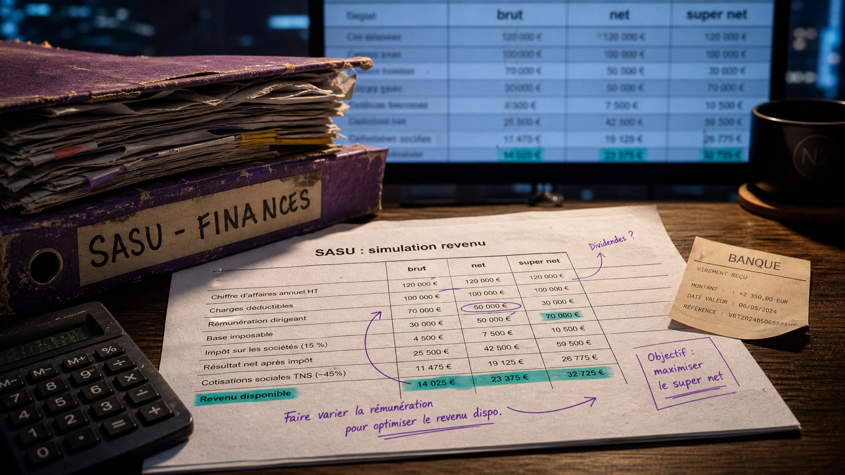 Simulation revenu SASU : net, super net et charges à prévoir