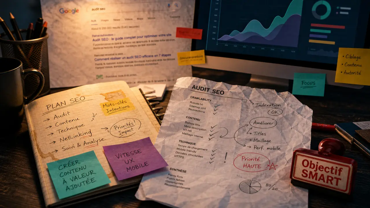 Stratégie de contenu SEO : objectifs SMART, mots-clés et audit SEO