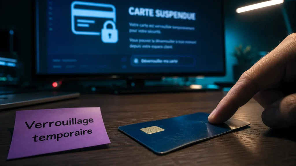 Verrouillage temporaire carte bleue : carte bancaire et écran