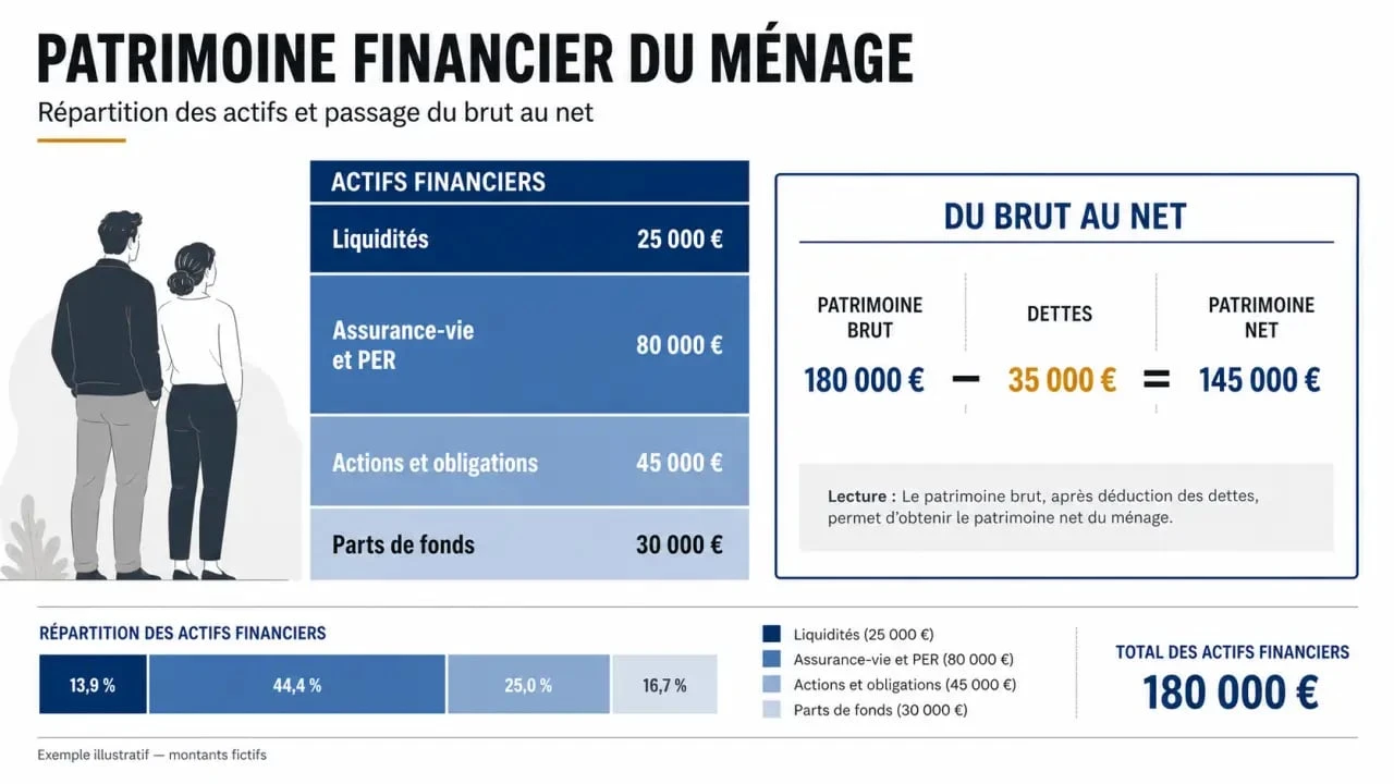 Patrimoine financier : composition des actifs et calcul du patrimoine net
