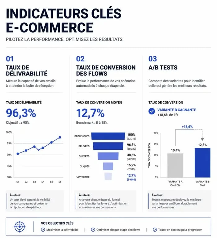 Infographie des indicateurs de performance pour choisir une agence ecom et mesurer le ROI