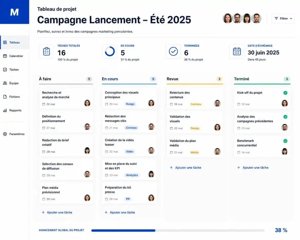 Workflow efficace pour la gestion de projet marketing à distance