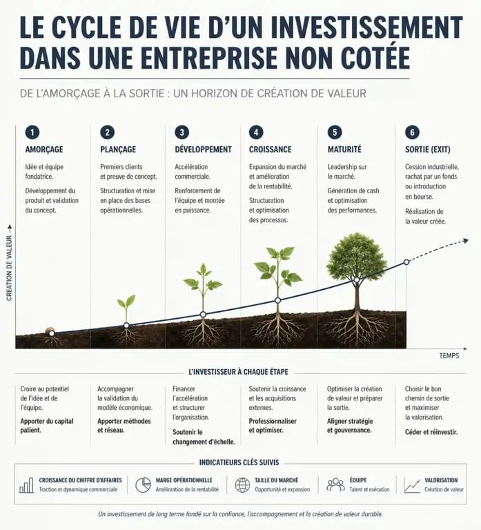 Cycle de vie d'un investissement dans une entreprise non cotée