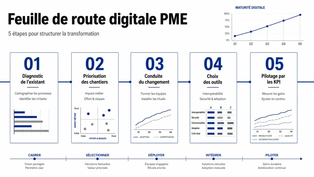Réussir sa transformation digitale : feuille de route en cinq étapes pour une PME