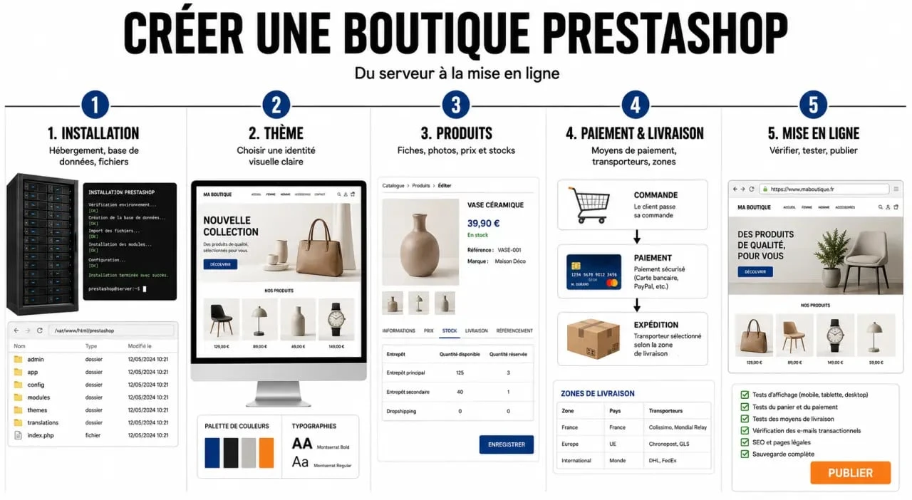 Créer un site creer en prestashop : étapes de lancement d’une boutique en ligne